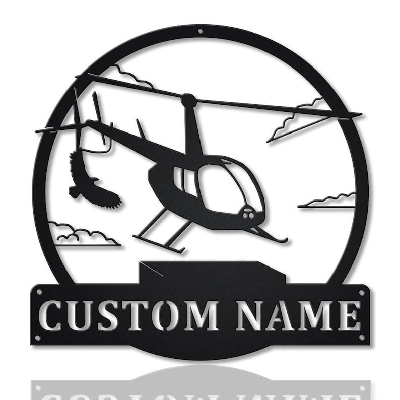 Personalized Helicopter Metal Sign WITH LED/WITHOUT LED Lights v2 Custom Helicopter Metal Sign Hobbie Gifts Birthday Gift Helicopter Sign