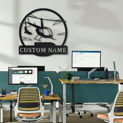Personalized Helicopter Metal Sign WITH LED/WITHOUT LED Lights v2 Custom Helicopter Metal Sign Hobbie Gifts Birthday Gift Helicopter Sign