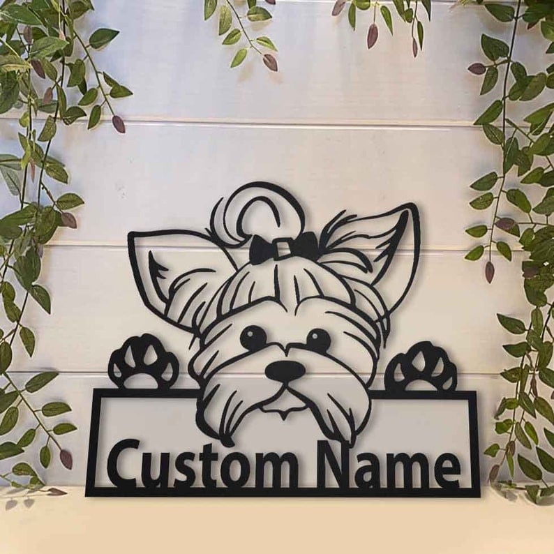 Personalized Yorkie Dog Metal Sign Art Custom Yorkie Dog Metal Sign Father's Day Gift Pets Gift Birthday Gift