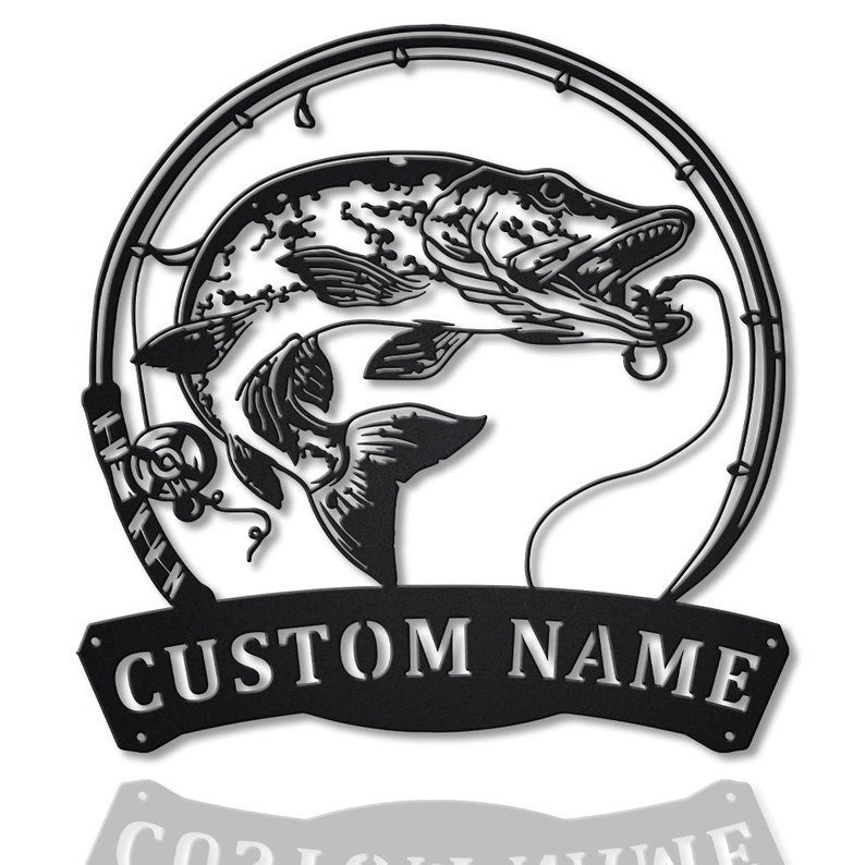 Personalized Northern Pike Fish Pole Metal Sign Art Custom Northern Pike Fishing Metal Sign Fishing Gifts Funny Northern Pike Gift