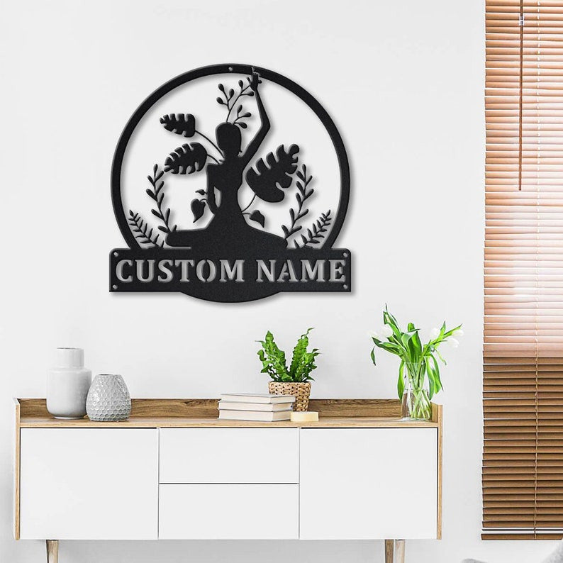 Personalized Yoga Meditation Metal Sign WITH LED/WITHOUT LED Lights v4 Custom Yoga Metal Sign Hobbie Gifts Yoga Meditation Custom Home Decor