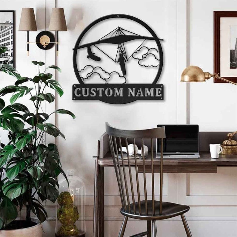 Personalized Hang Gliding Sport Monogram Metal Sign Art Custom Hang Gliding Sport Metal Sign Hobbie Gifts Sport Gift Birthday Gift