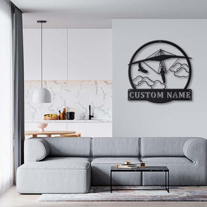 Personalized Hang Gliding Sport Monogram Metal Sign Art Custom Hang Gliding Sport Metal Sign Hobbie Gifts Sport Gift Birthday Gift