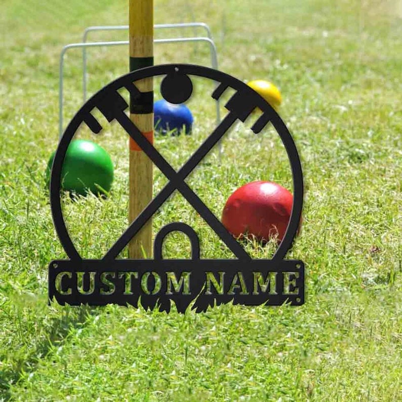 Personalized Croquet Monogram Metal Sign Art Custom Croquet Metal Sign Hobbie Gifts Sport Gift Birthday Gift
