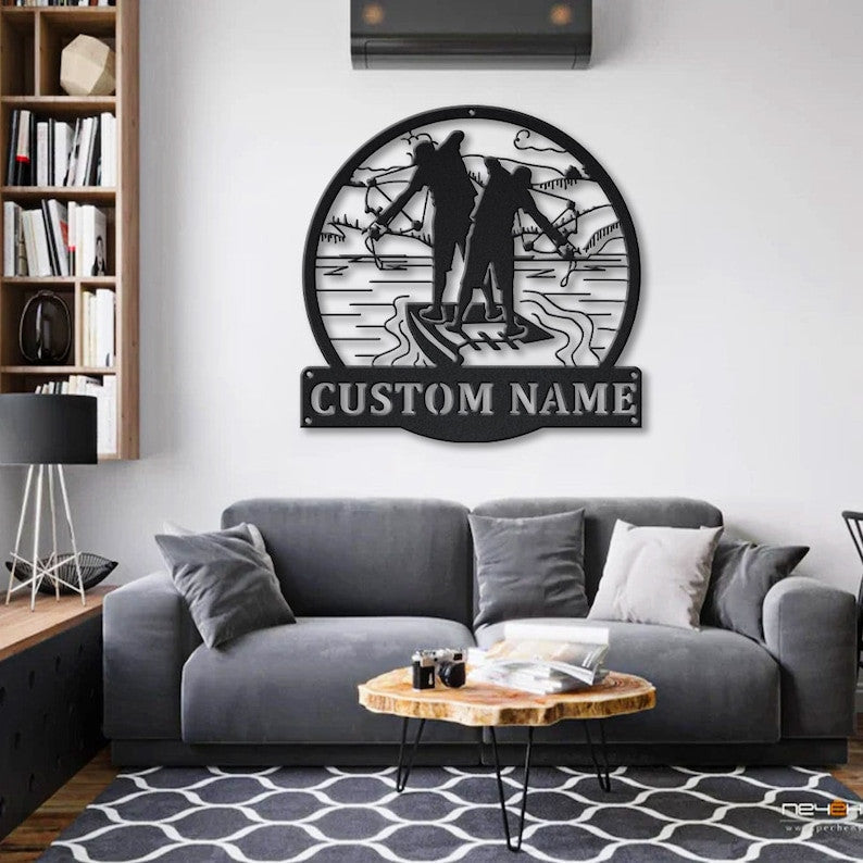 Personalized Bowfishing Father And Son Monogram Metal Sign Art ,Custom Bowfishing Metal Sign, Hunting Lover Sign Decoration For Living Room