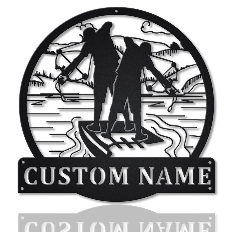 Personalized Bowfishing Father And Son Monogram Metal Sign Art ,Custom Bowfishing Metal Sign, Hunting Lover Sign Decoration For Living Room