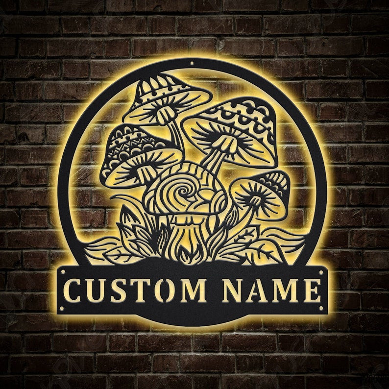 Personalized Mushrooms Metal Sign WITH LED/WITHOUT LED Lights Custom Mushrooms Metal Sign Birthday Gift Mushrooms Sign Hobbie Gift