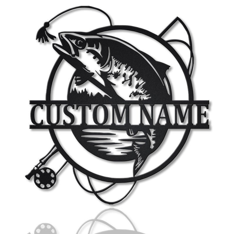 Personalized Trout Fishing Fish Pole Metal Sign Art Custom Trout Fishing Metal Sign Trout Fishing Gifts for Men Trout Fishing Gift