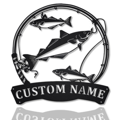 Personalized Pollocks Fishing Fish Pole Metal Sign WITH LED/WITHOUT LED Lights Custom Pollocks Fish Metal Sign Pollocks Fishing Custom Home Decor