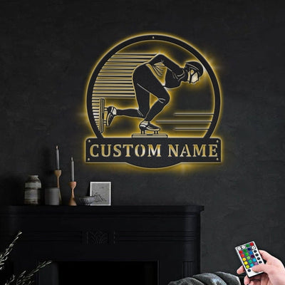 Personalized Speed Skating Metal Sign WITH LED/WITHOUT LED Lights Custom Speed Skating Metal Sign Hobbie Gifts Birthday Gift Speed Skating Sign