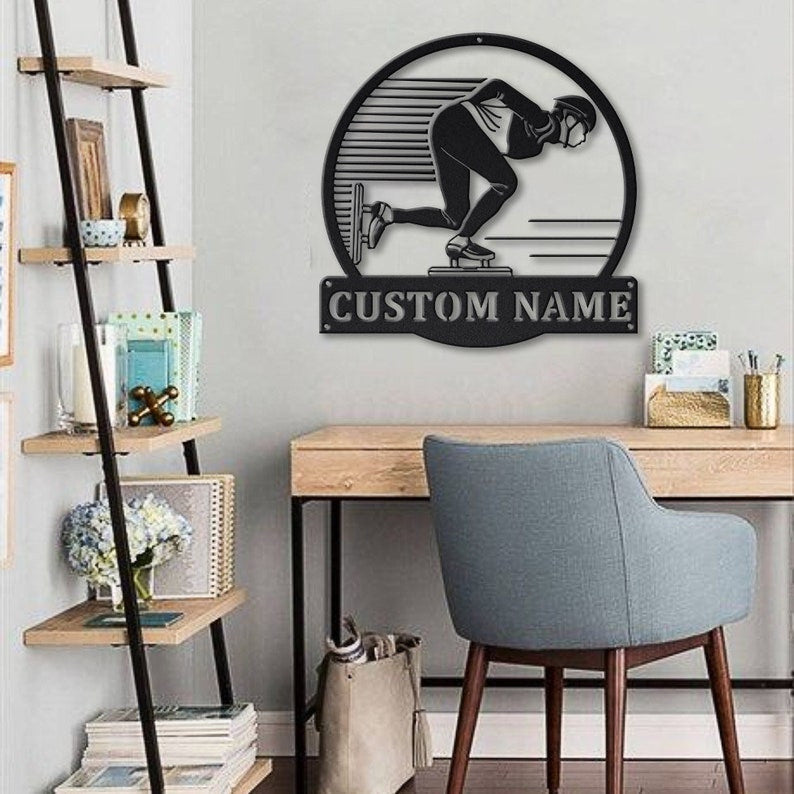 Personalized Speed Skating Metal Sign WITH LED/WITHOUT LED Lights Custom Speed Skating Metal Sign Hobbie Gifts Birthday Gift Speed Skating Sign