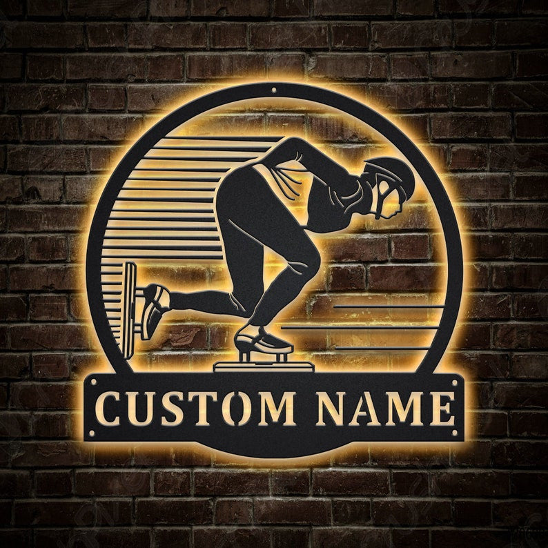 Personalized Speed Skating Metal Sign WITH LED/WITHOUT LED Lights Custom Speed Skating Metal Sign Hobbie Gifts Birthday Gift Speed Skating Sign