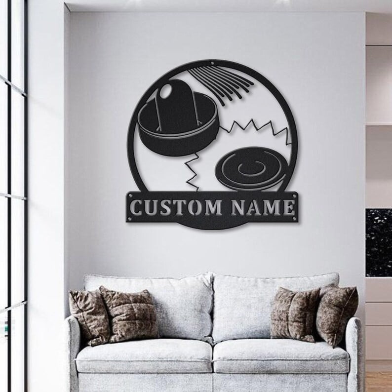 Personalized Air hockey Monogram Metal Sign WITH LED/WITHOUT LED Lights Custom Air hockey Metal Sign Birthday Gift Air hockey Sign