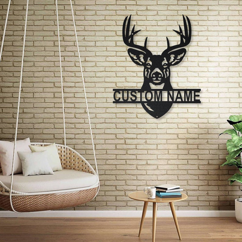 Deer Hunting Metal Sign Art Metal Wall Art Deer Antler Decor Deer Camp Sign Housewarming Outdoor Metal Sign