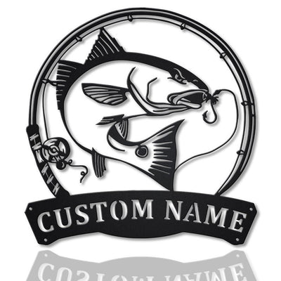 Personalized Red Drum Fishing Fish Pole Monogram Metal Sign WITH LED/WITHOUT LED Lights Custom Red Drum Fishing Metal Sign Hobbie Gifts