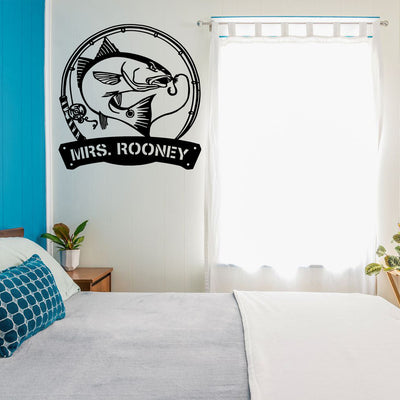 Personalized Red Drum Fishing Fish Pole Monogram Metal Sign WITH LED/WITHOUT LED Lights Custom Red Drum Fishing Metal Sign Hobbie Gifts
