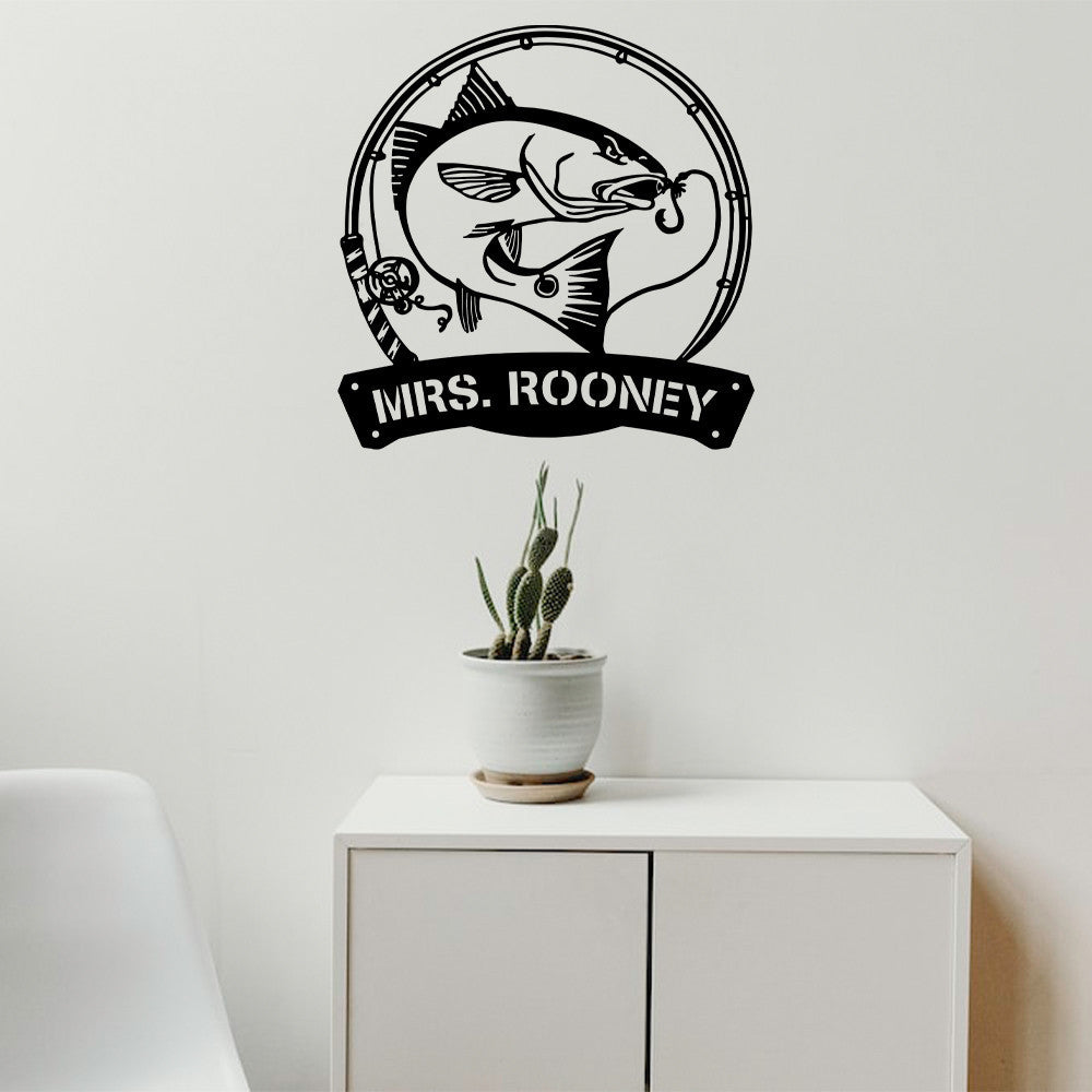 Personalized Red Drum Fishing Fish Pole Monogram Metal Sign WITH LED/WITHOUT LED Lights Custom Red Drum Fishing Metal Sign Hobbie Gifts