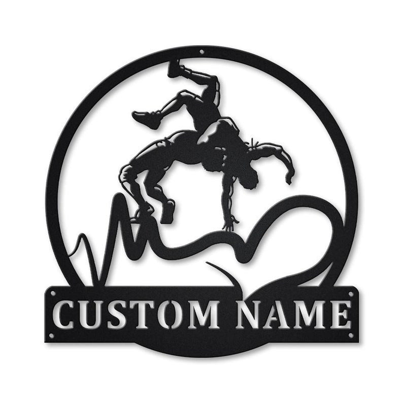 Personalized Love Wrestling Monogram Metal Sign WITH LED/WITHOUT LED Lights Custom Wrestling Metal Sign Birthday Gift Wrestling Gift