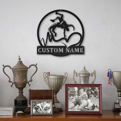 Personalized Love Wrestling Monogram Metal Sign WITH LED/WITHOUT LED Lights Custom Wrestling Metal Sign Birthday Gift Wrestling Gift
