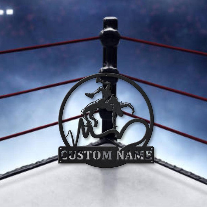 Personalized Love Wrestling Monogram Metal Sign WITH LED/WITHOUT LED Lights Custom Wrestling Metal Sign Birthday Gift Wrestling Gift
