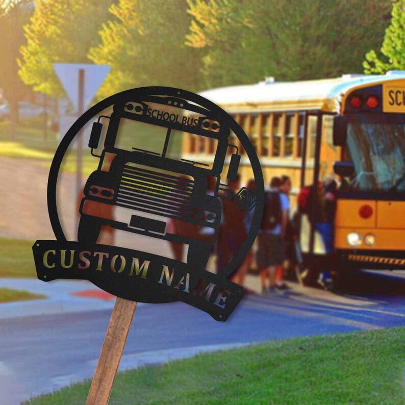 Personalized School Bus Driver Metal Sign Art Custom School Bus Driver Monogram Metal Sign Bus Driver Gifts Job Gift Home Decor