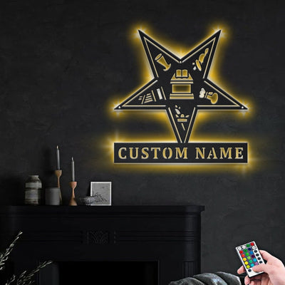 Personalized Eastern Star Masonic Metal Sign WITH LED/WITHOUT LED Lights Custom Masonic Metal Sign Hobbie Gifts Birthday Gift Masonic Sign
