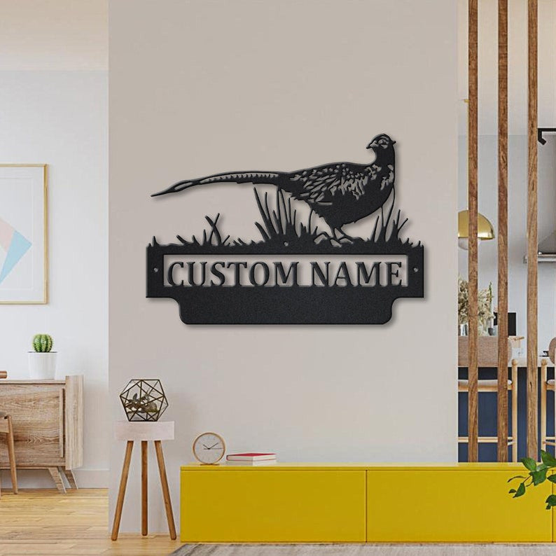 Personalized Pheasant Animal Metal Sign Art Custom Pheasant Animal Metal Wall Art Housewarming Outdoor Metal Sign , Job Gift