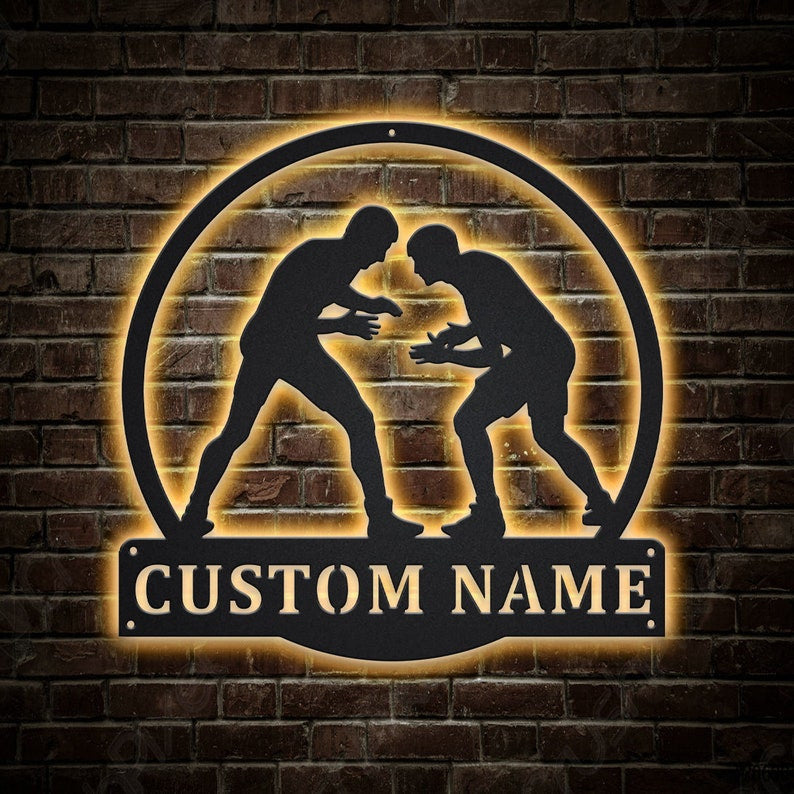 Personalized Wrestling Sport Metal Sign WITH LED/WITHOUT LED Lights v2 Custom Wrestling Metal Sign Birthday Gift Wrestling Gift