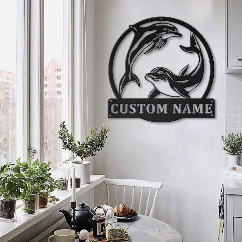 Personalized Couple Dolphin Metal Sign Art Custom Dolphin Metal Sign Beach Funny Gift Decor Decoration Birthday Gift
