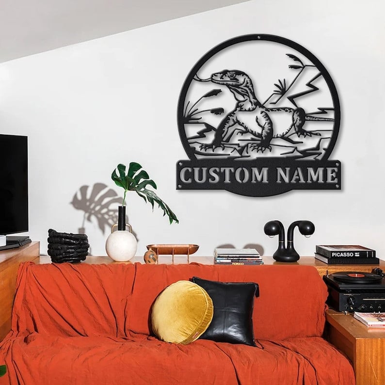 Personalized Komodo Dragon Metal Sign WITH LED/WITHOUT LED Lights v2 Custom Komodo Dragon Metal Sign Birthday Gift Komodo Dragon Sign