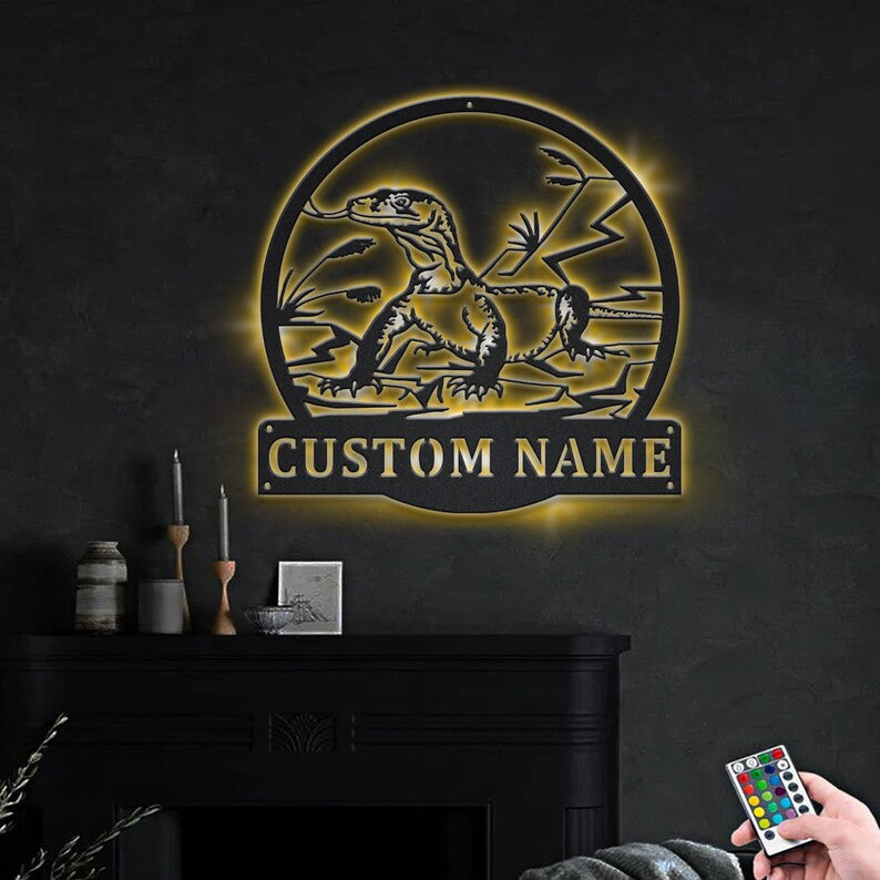 Personalized Komodo Dragon Metal Sign WITH LED/WITHOUT LED Lights v2 Custom Komodo Dragon Metal Sign Birthday Gift Komodo Dragon Sign