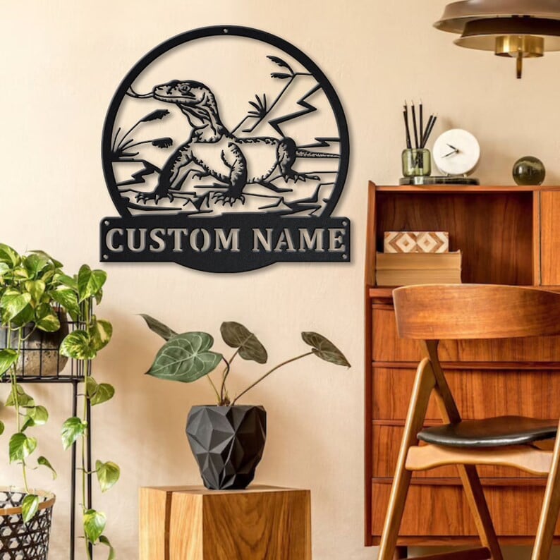 Personalized Komodo Dragon Metal Sign WITH LED/WITHOUT LED Lights v2 Custom Komodo Dragon Metal Sign Birthday Gift Komodo Dragon Sign