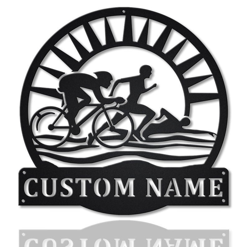 Personalized Triathlon Monogram Metal Sign WITH LED/WITHOUT LED Lights Custom Triathlon Metal Sign Sport Gifts Birthday Gift Triathlon Sign