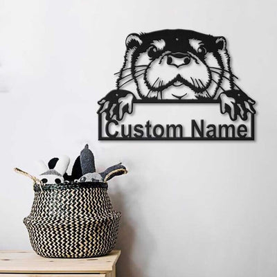 Personalized Otter Animal Metal Sign Art Custom Otter Animal Metal Sign Animal Funny Pets Gift Birthday Gift