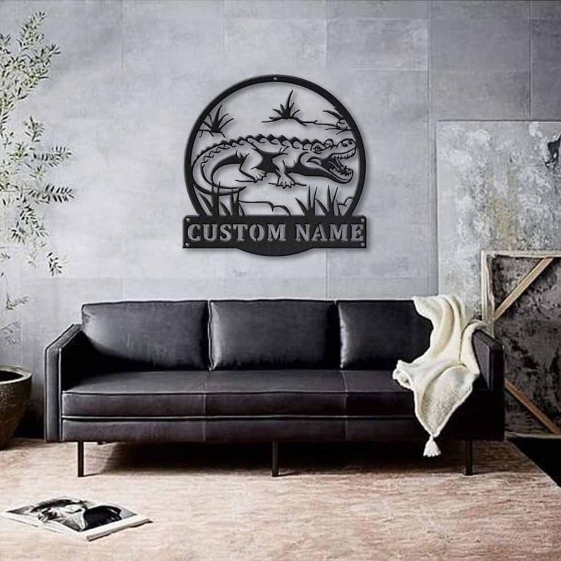 Personalized Crocodile Metal Sign Art Custom Crocodile Metal Sign Animal Funny Father's Day Gift Pets Gift Birthday Gift