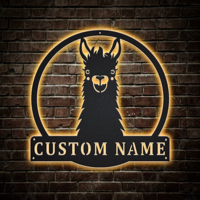 Personalized llama Animal Metal Sign WITH LED/WITHOUT LED Lights Custom llama Animal Metal Sign Birthday Gift llama Animal Sign
