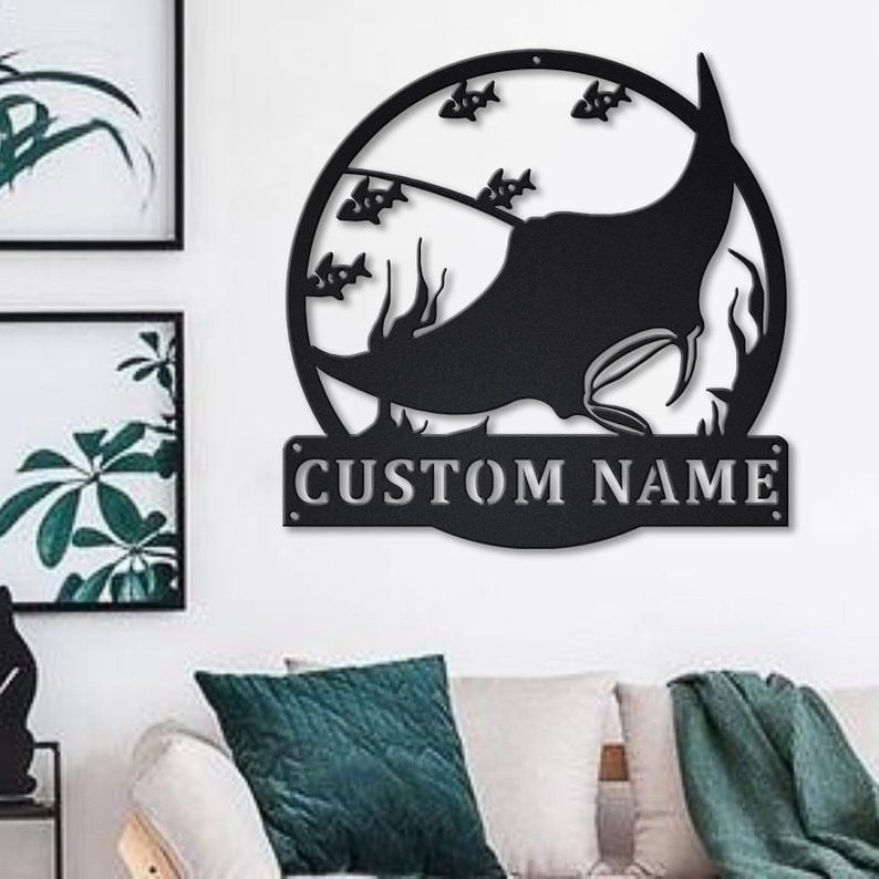 Personalized Manta Rays Metal Sign WITH LED/WITHOUT LED Lights Custom Manta Rays Metal Sign Manta Rays Gifts Birthday Gift