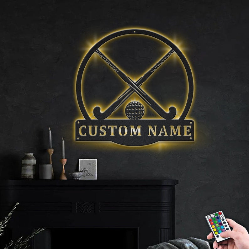 Personalized Field Hockey Sport Metal Sign WITH LED/WITHOUT LED Lights Custom Field Hockey Sign Birthday Gift Field Hockey Sign Sport Sign
