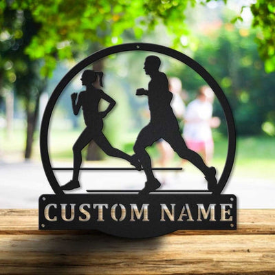Personalized Jogging Monogram Metal Sign Art Custom Jogging Sport Metal Sign Hobbie Gifts Sport Gift Birthday Gift