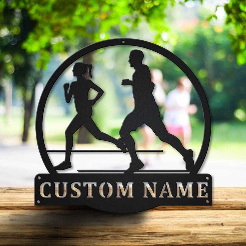 Personalized Jogging Monogram Metal Sign Art Custom Jogging Sport Metal Sign Hobbie Gifts Sport Gift Birthday Gift