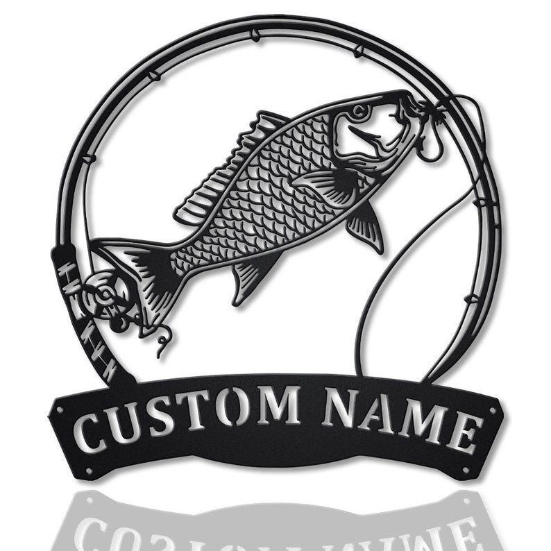 Personalized Mutton Snapper Fish Pole Monogram Metal Sign WITH LED/WITHOUT LED Lights Custom Mutton Snapper Fishing Metal Sign Fishing Gifts