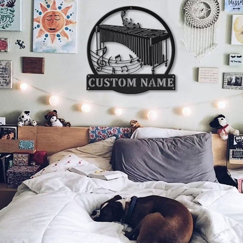 Personalized Marimba Music Metal Sign WITH LED/WITHOUT LED Lights Custom Marimba Music Metal Sign Birthday Gift Marimba Music Sign
