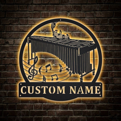 Personalized Marimba Music Metal Sign WITH LED/WITHOUT LED Lights Custom Marimba Music Metal Sign Birthday Gift Marimba Music Sign
