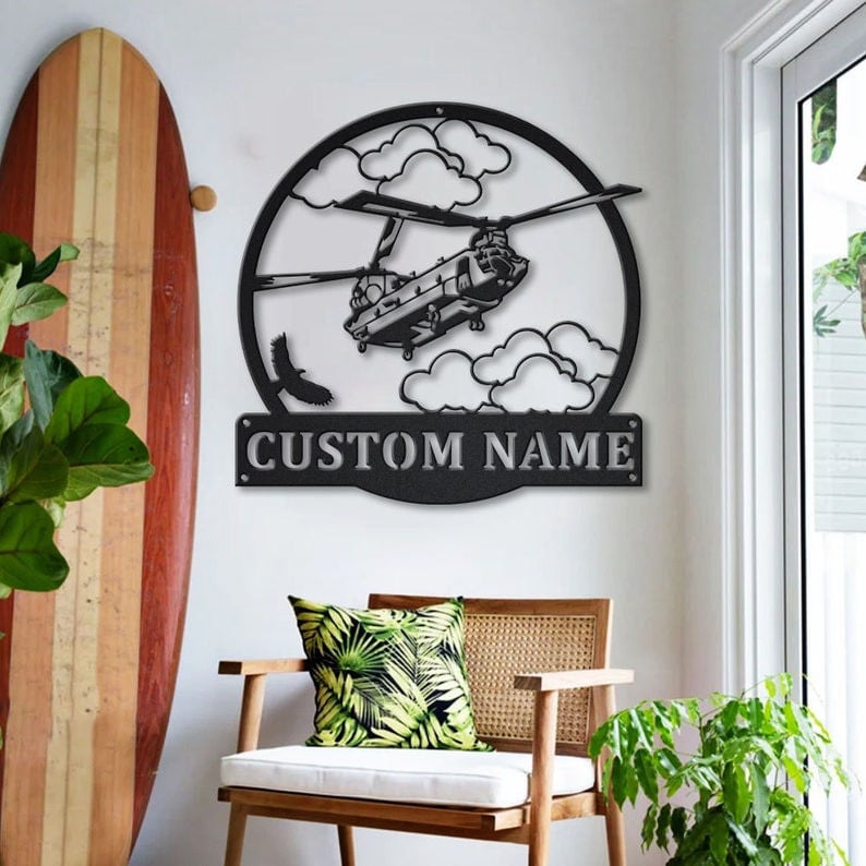 Personalized Helicopter Metal Sign WITH LED/WITHOUT LED Lights v4 Custom Helicopter Metal Sign Hobbie Gifts Birthday Gift Helicopter Sign