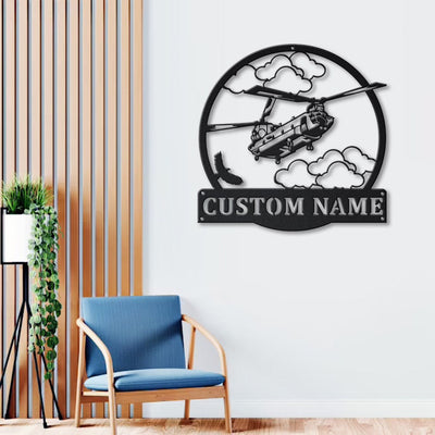 Personalized Helicopter Metal Sign WITH LED/WITHOUT LED Lights v4 Custom Helicopter Metal Sign Hobbie Gifts Birthday Gift Helicopter Sign