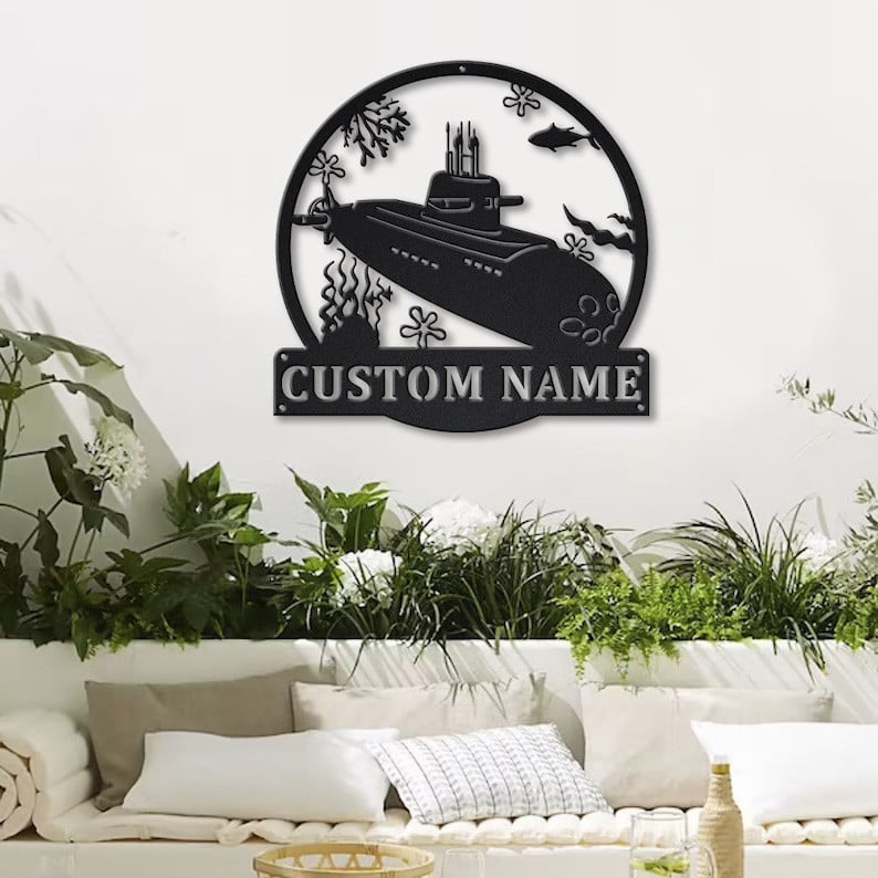 Personalized Submarine Monogram Metal Sign Art Custom Submarine Metal Sign Hobbie Gifts Sport Gift Birthday Gift
