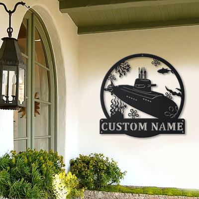 Personalized Submarine Monogram Metal Sign Art Custom Submarine Metal Sign Hobbie Gifts Sport Gift Birthday Gift