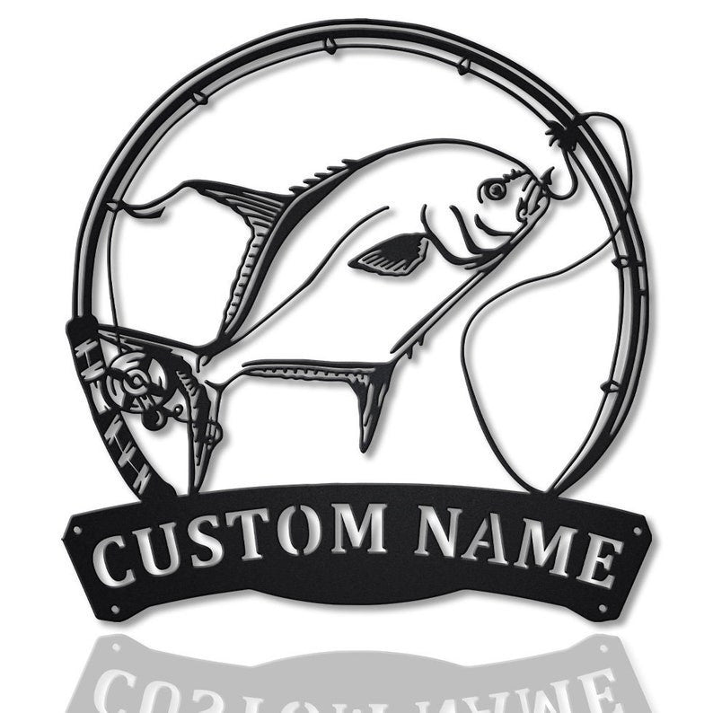 Personalized Florida Pompano Fishing Monogram Metal Sign Art Custom Florida Pompano Metal Sign Fishing Lover Sign Decoration For Living Room