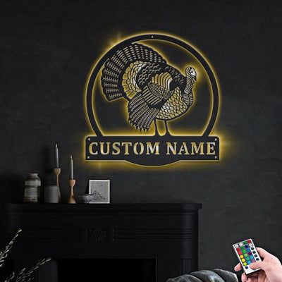Personalized Turkey Bird Monogram Metal Sign WITH LED/WITHOUT LED Lights Custom Turkey Bird Metal Sign Birthday Gift Turkey Bird Sign