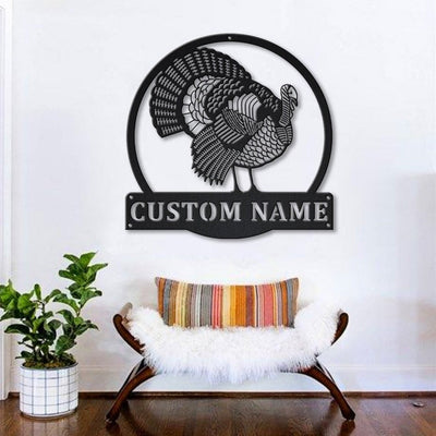 Personalized Turkey Bird Monogram Metal Sign WITH LED/WITHOUT LED Lights Custom Turkey Bird Metal Sign Birthday Gift Turkey Bird Sign